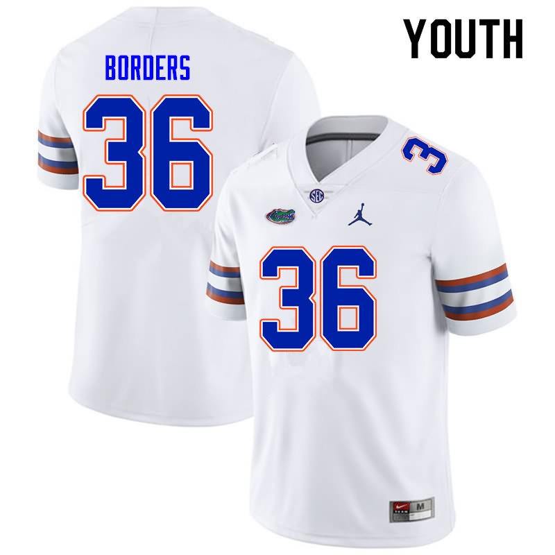 NCAA Florida Gators Chief Borders Youth #36 Nike White Stitched Authentic College Football Jersey REK3764JK